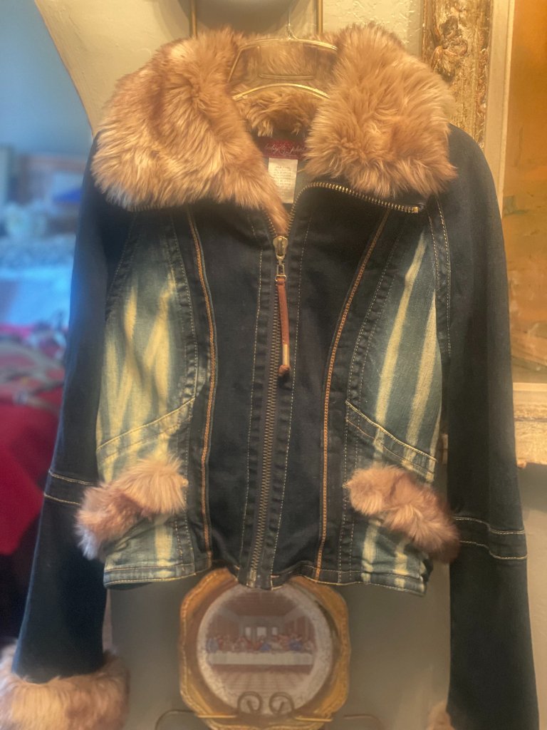 Vintage Faux Fur Trimmed Baby Phat Dark Denim Jacket